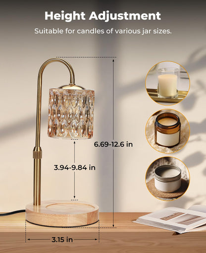 Candle Warmer Lamp, Candle Warmer with Timer and Dimmer, Adjustable Height Electric Candles Lamp with 2 Bulbs for Scented Jar, Wax Melter Lamp for Home Decor, Gifts for Women