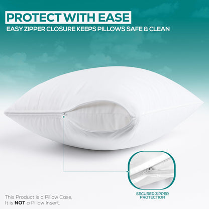 Utopia Bedding Set of 4 Waterproof Pillow Protectors with Zipper King Size (White), Ultra Soft Pillow Covers, Bed Bug and Dust Mite Proof Pillow Encasements, Moisture Wicking Pillow Cases