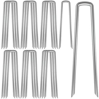AAGUT 12 Inch 8 Gauge Galvanized Garden Landscape Staples Fence Stakes 20 PCS Anti-Rust Landscape Pins for Secure Lawn Fabric, Weed Barrier Fabric, Ground Cover, Dripper Irrigation Tubing Soaker Hose