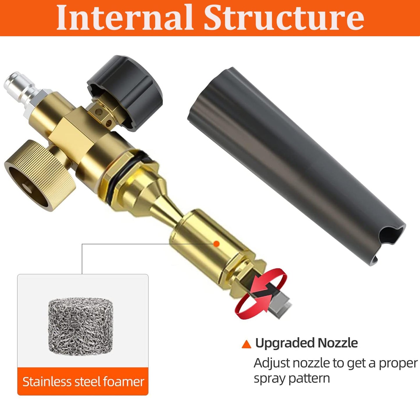 Car Foam Cannon Pressure Washer with 5 Nozzle Tips Snow Foam Lance Jet Wash 1/4 Inch Quick Connector Car Wash Blaster for Pressure Power Washer Machine 1 Liter Capacity