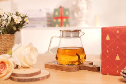 CNGLASS One-Touch Glass Teapot,20oz(600ml) Glass Tea Kettle with Stainless Steel Filter Lid,Stovetop Safe Tea Maker for Loose Leaf Tea