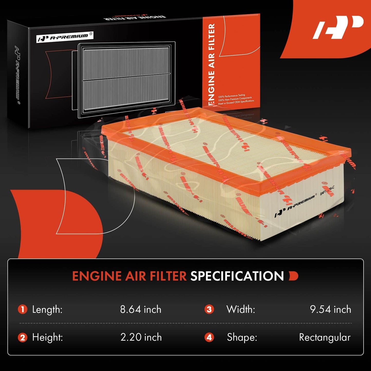 A-Premium Engine Air Filter Compatible with Audi A3, A3 Quattro, Q3, S3, TT Quattro & Volkswagen Arteon, Golf, GTI, Jetta, Tiguan, 2015-2023, Flexible Panel, Replace# 5Q0129620D
