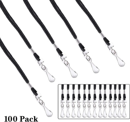 100 Pack Badge Lanyards, for ID Badges, Black Lanyards Badge Holder Card Lanyards with Swivel Hook (Black)
