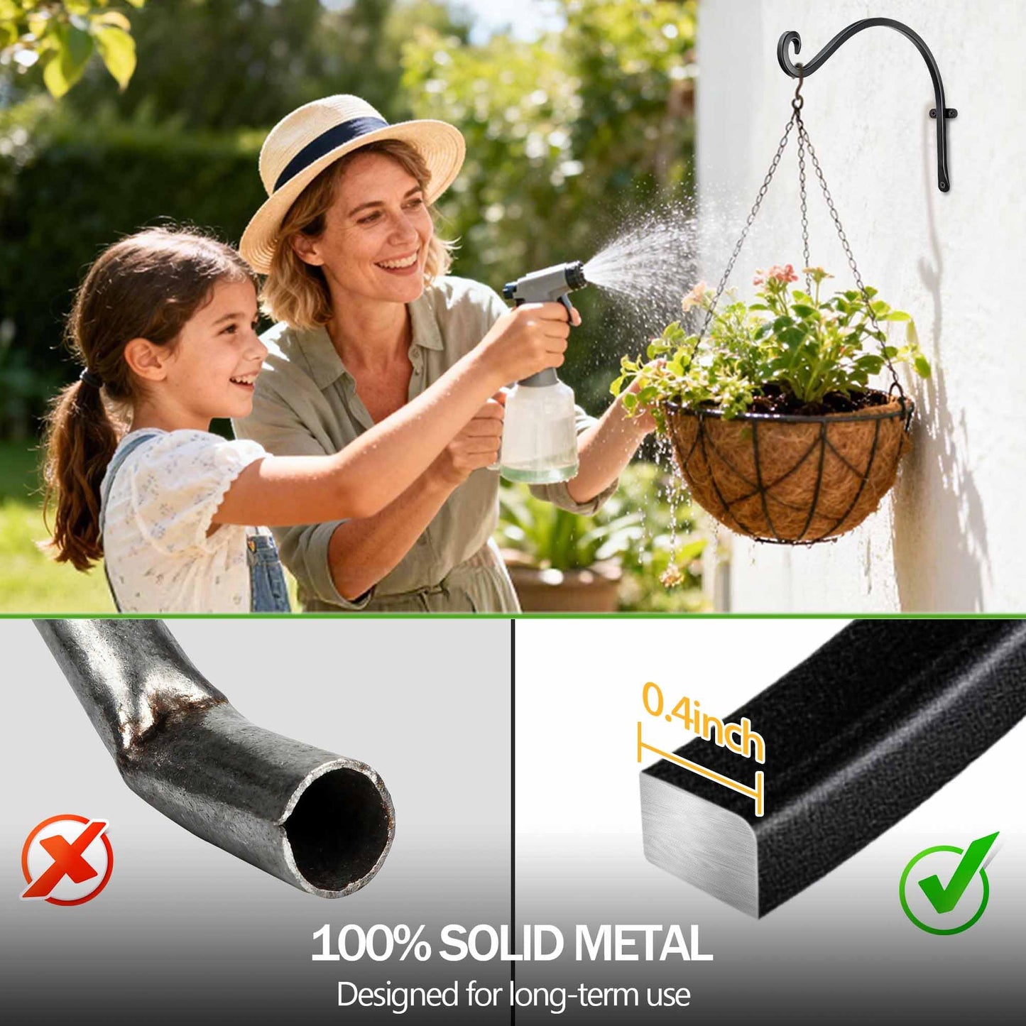 Qiang Ni- Bird Feeders Hanger 2 Pieces 12 Inch Outdoor Plant Hanging Bracket More Stable and Sturdy Hanging Plant Bracket 12Inch Black