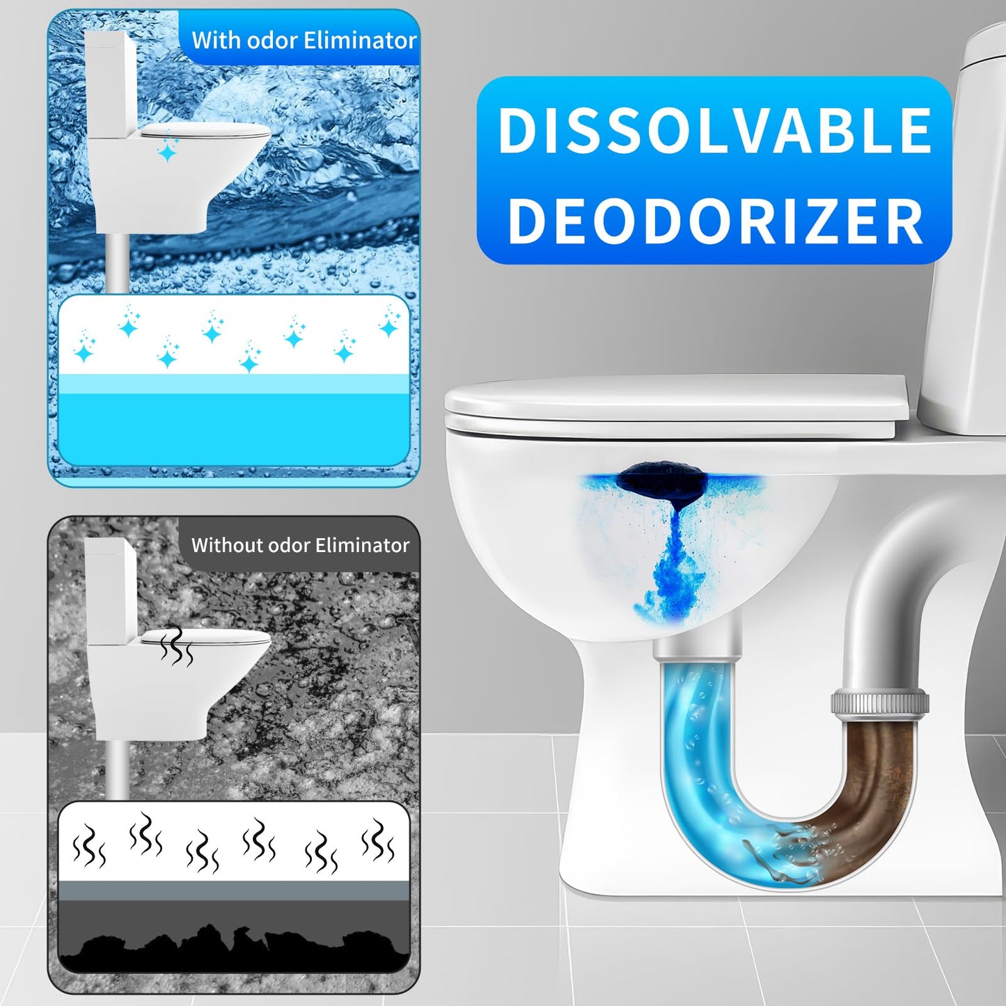 RV Toilet Treatment Drop Ins, Extra Strength Septic Tank Treatment & Cleaner, Waste Breakdown/Odor Control, RV Black Tank Treatment for RVs, Boats & Portable Toilets, Odor Eliminator, 20 Packs