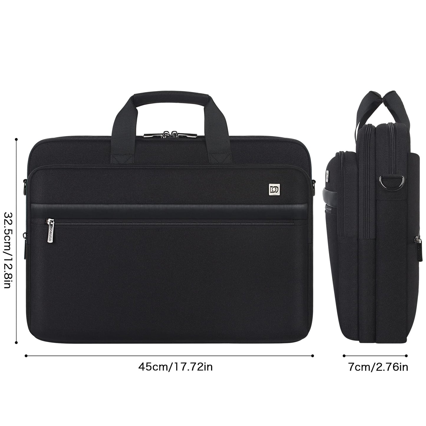 DOMISO 17-17.3" Laptop Briefcase Waterproof & Shockproof Business Bag w/Luggage Strap & Anti-Theft - Fits 17" Laptops, Black
