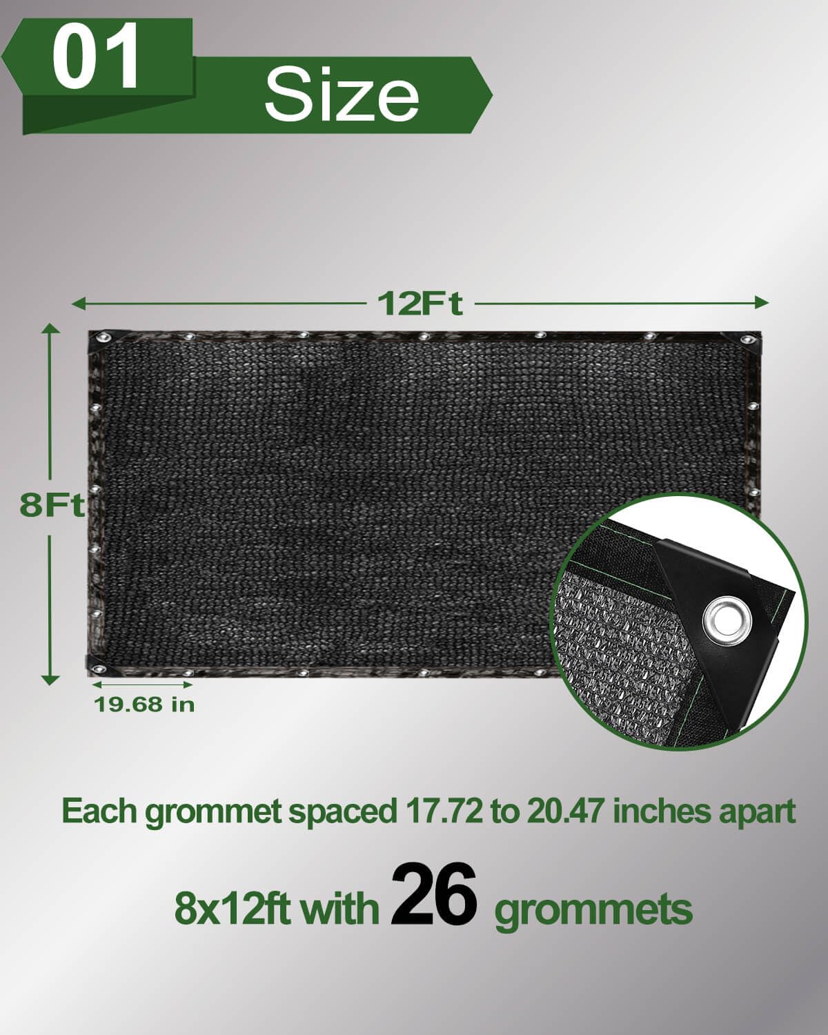 vensovo 50% Sunblock Shade Cloth Net Black Resistant - 8x12 Ft Garden Shade Mesh for Plant Cover, Greenhouse, Chicken Coop, Kennels, Tomatoes Plants