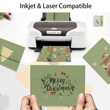 100 Pack A4 Sage Green Envelopes 4x6, Goefun 4.25 x 6.25 Printable Greeting Card Envelopes Self Seal for 4x6 Cards, Photos, Invitations, Weddings, Graduation, Baby Shower, 120 GSM