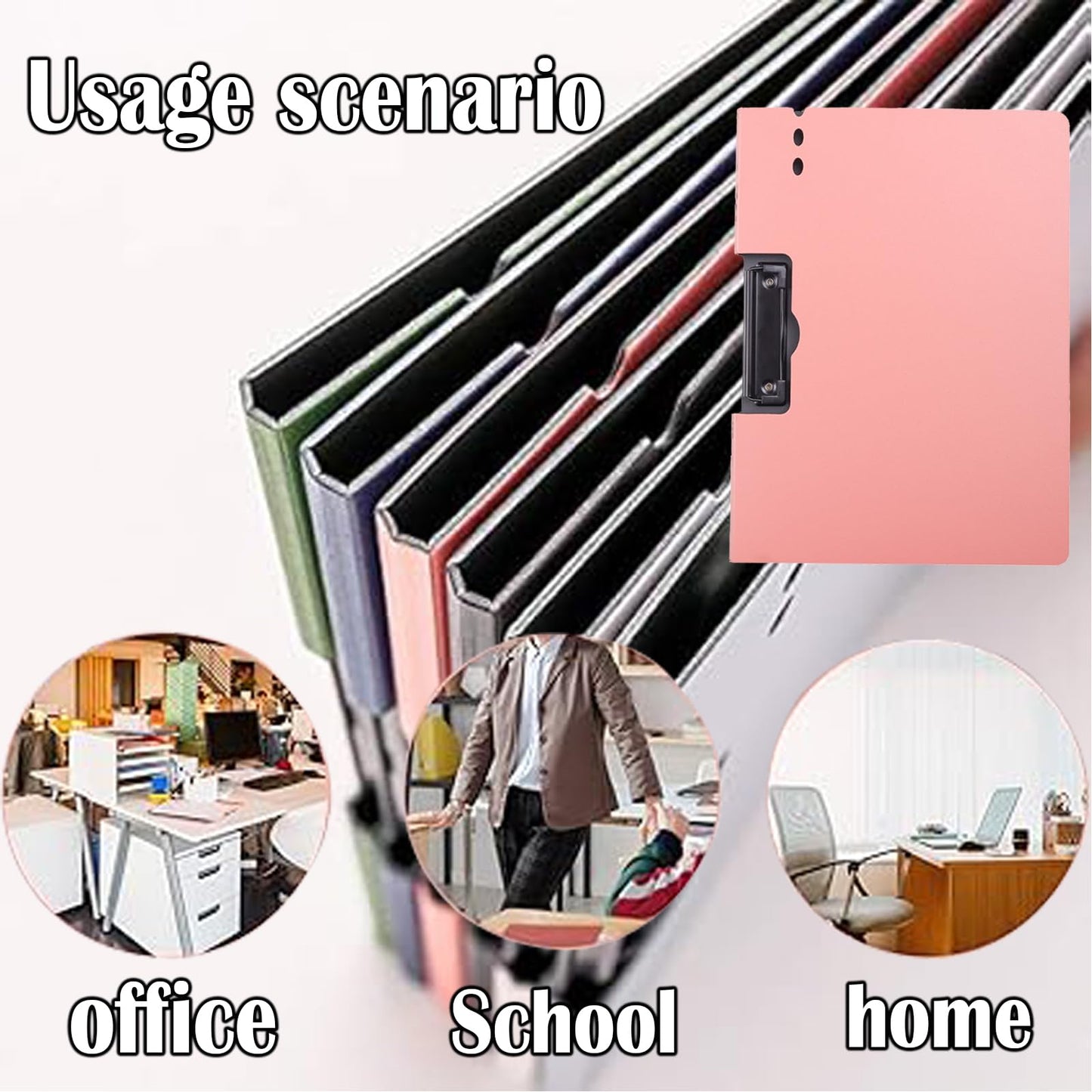 Aliji 6 PCS Clip Boards with Folder, Plastic Clipboard with Cover A4 Foldable Clipboard Folder and Storage Binder Clip Boards Punchless with Spring Action Clamp for Classroom Office Work (Horizontal)