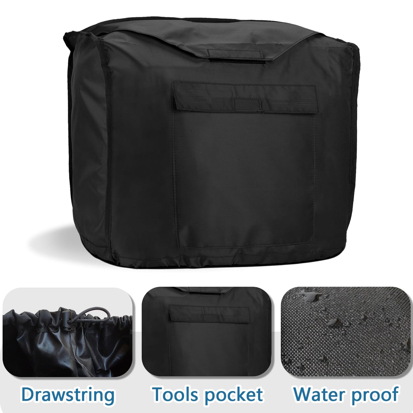 Waterproof Universal Generator Cover for Most Portable Generators 2000-3500 Watt EU2200i EU3200, Heavy Duty Thicken 600D Polyester,Weather and UV Resistant(23 x 13 x 18 inch-Black)