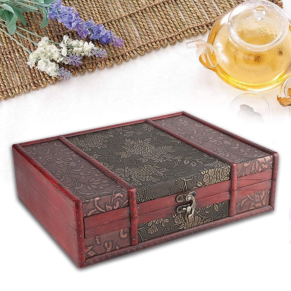 Wooden Box, 11 x 8.5 x 3.2in Large Keepsake Box with Lid Decorative Boxes Wood Storage Box Treasure Chest Trinket Box Gift Box Wood Jewelry Box Memory Box Wooden Chest Box for Decorative
