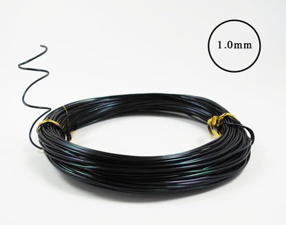 Anodized Aluminum Bonsai Training Wire 5-Size Starter Set with Canvas Bag - 1.0mm, 1.5mm, 2.0mm, 2.5mm, 3.0mm (147 feet Total) - Choose Your Color (5 Sizes, Black)