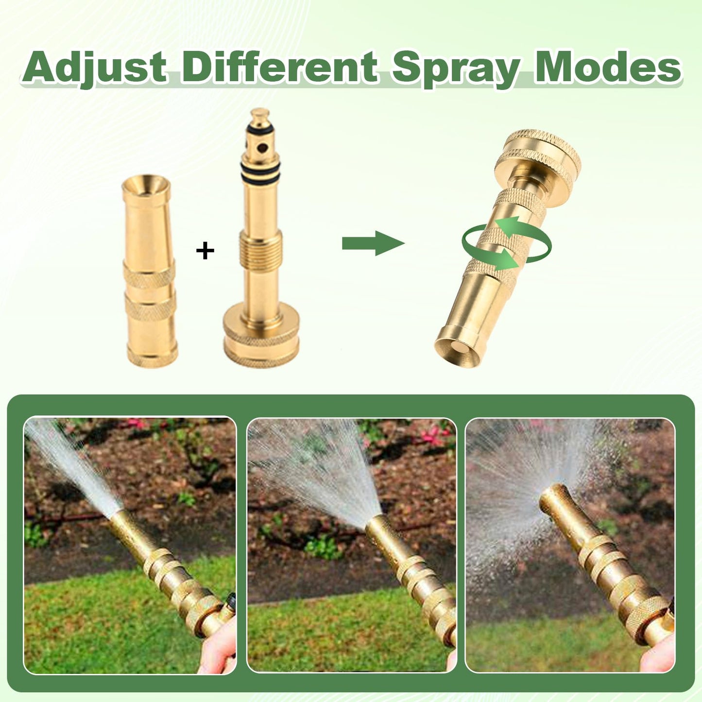 6 Pack Garden Hose Nozzle Set, Includes 2 Heavy-Duty Brass Adjustable Twist Hose Nozzles, 2 High Pressure Water Hose Jet Nozzles, 2 Brass 3/4" Garden Hose with shutoff Valve Sprayer Connectors