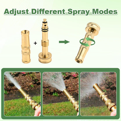 6 Pack Garden Hose Nozzle Set, Includes 2 Heavy-Duty Brass Adjustable Twist Hose Nozzles, 2 High Pressure Water Hose Jet Nozzles, 2 Brass 3/4" Garden Hose with shutoff Valve Sprayer Connectors