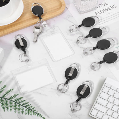 20 Pack Badge Reels Retractable ID Badge Holder with Carabiner Heavy Duty Badge Reel Clip and Key Chain for Work Office