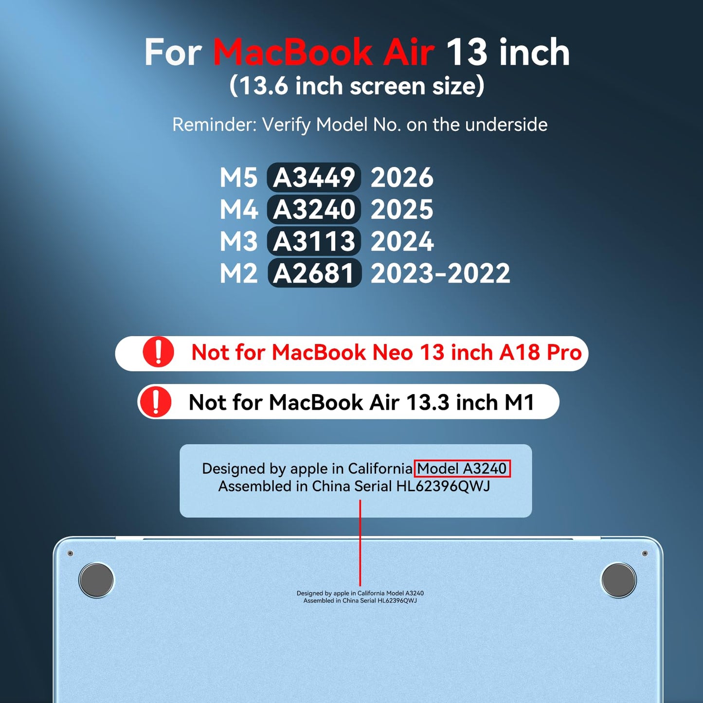 BlueSwan Ultimate Protection Case for MacBook Air 13 inch, M5 M4 M3 M2 2026-2022 A3449 A3240 A3113 A2681, Thickened Edge Sturdy TPU Bumper Hard Shell, Matte Protective Case for MacBook Air 13.6 Laptop