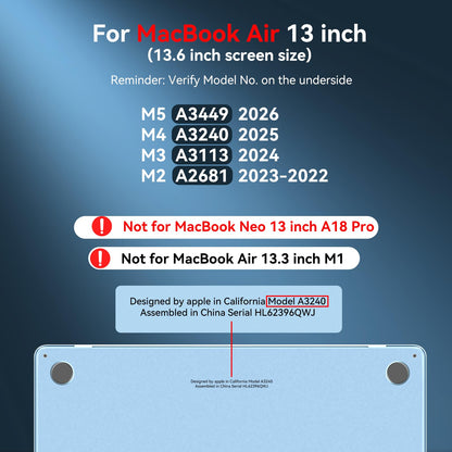 BlueSwan Ultimate Protection Case for MacBook Air 13 inch, M5 M4 M3 M2 2026-2022 A3449 A3240 A3113 A2681, Thickened Edge Sturdy TPU Bumper Hard Shell, Matte Protective Case for MacBook Air 13.6 Laptop