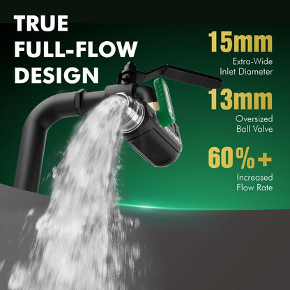 RESTMO 90 Degree Water Hose Elbow, Heavy Duty Full Metal Angle Connector, Full Flow Design with Extra-Wide Ports Diameter & Extended Easy-Turn Lever for RV, Outdoor Garden Hose, Faucet, Spigot - Green
