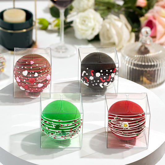 RomanticBaking 100 Pack 3x3x3 Inch Clear Chocolate Bomb Boxes - Small Gift, Cupcake, Candies, Birthday, Wedding, Party Favor Boxes (3IN100)