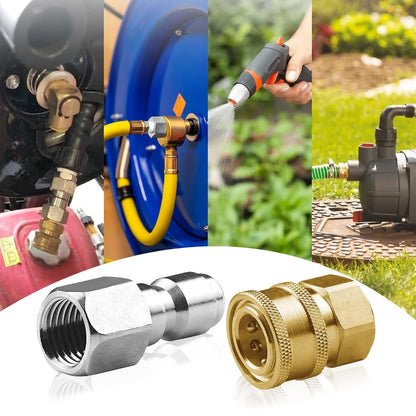 8 Pack NPT 3/8 Inch Stainless Steel Male and Female Pressure Washer Quick Connect Fittings (Internal Tread) Pressure Washer Adapters Set, 5000 PSI