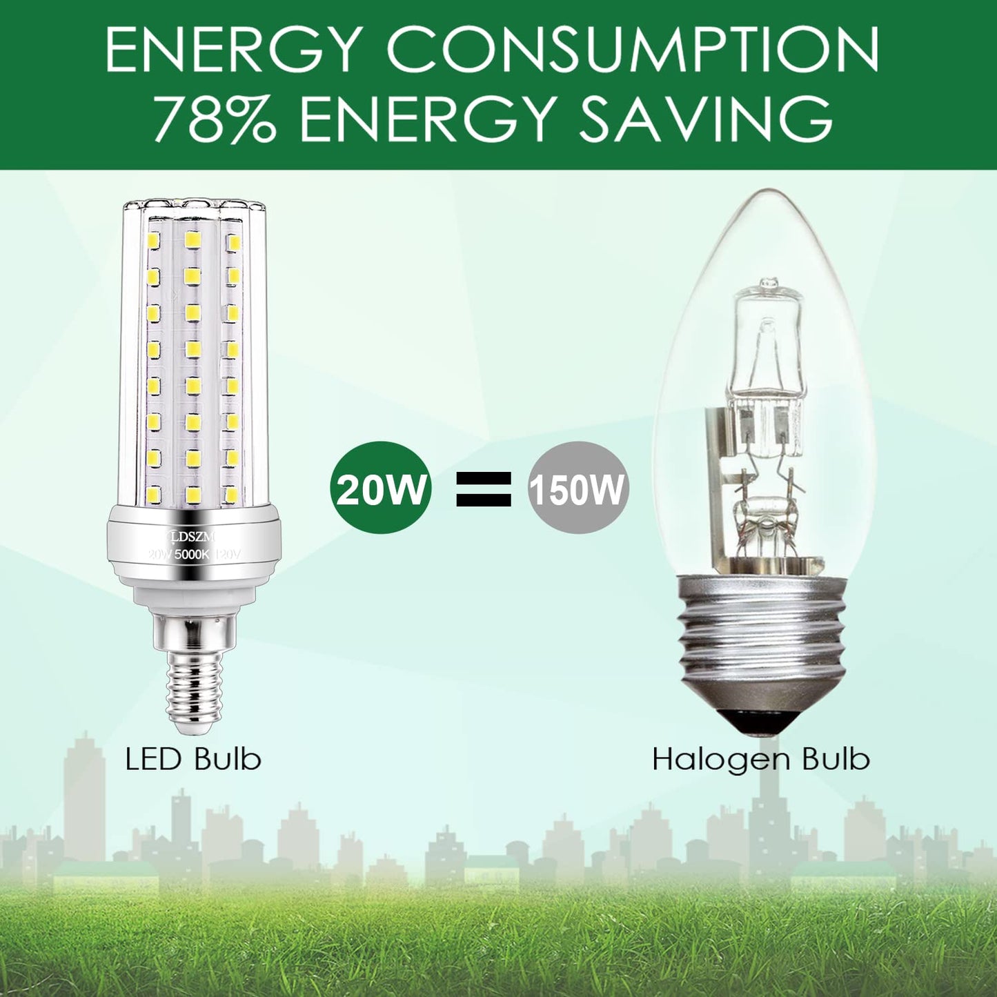 E12 LED Corn Light Bulbs[4.4in*1.18in], 20W E12 LED Bulb 150W Equivalent 2000 Lumen 5000K Cool Daylight White Non-dimmable Chandelier Light Bulbs Pack of 3