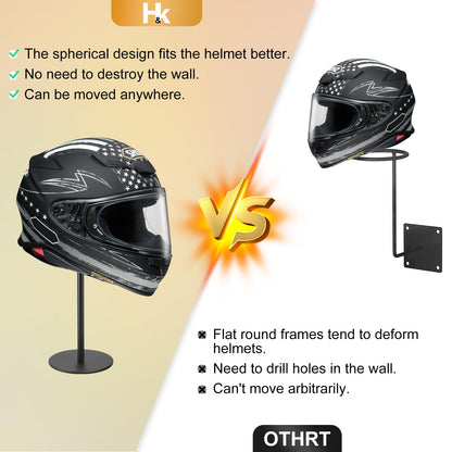 2 Pack Aluminum Motorcycle Helmet Stand, Desktop Helmet Display Holder with Stable Base for Helmets, Caps, Hats, Wigs, Motorcycle Helmet Accessories