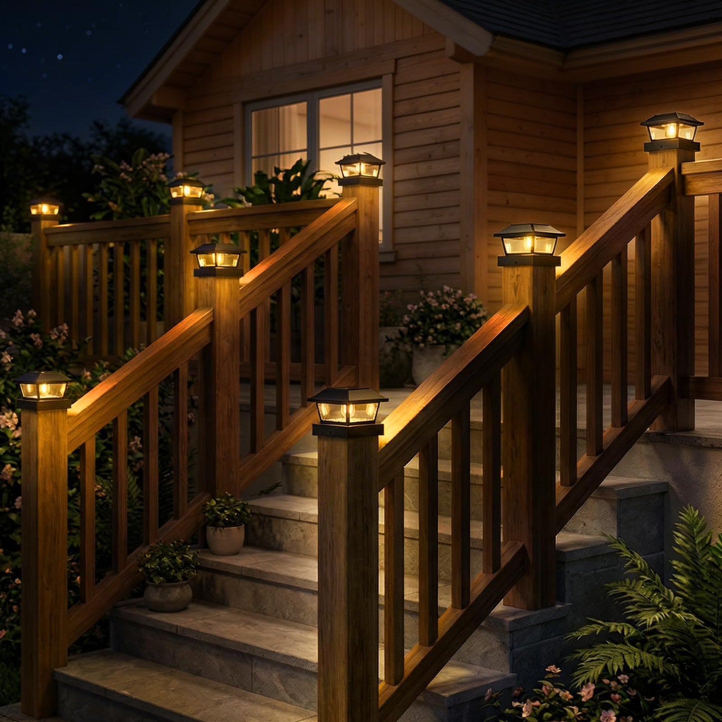 btfarm 2 Pack 4x4 Solar Post Caps Lights, Fence Post Solar Powered Lights with Edison LED Bulbs for Vinyl Wooden Posts, Waterproof Retro Deck Post Light Outdoor for Patio Garden Porch, Warm White