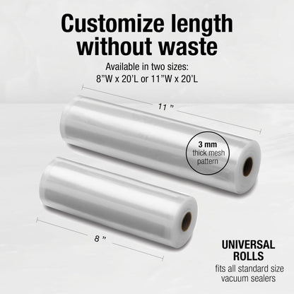 Cuisinart Vacuum Food Sealer Bags 2-Pack 11"x20" ft. rolls, Universal, Microwave & Freezer Safe (VSB-112C)