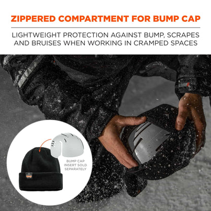 Rib Knit Hat with Zippered Pocket for Bump Cap Insert, Ergodyne N-Ferno 6811Z