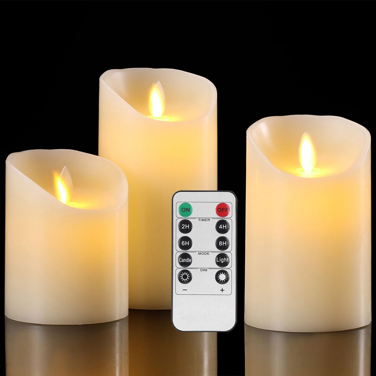 Aku Tonpa Flameless Candles Battery Operated Pillar Real Wax Flickering Electric LED Candle Sets with Remote Control Cycling 24 Hours Timer, 4" 5" 6" Pack of 3