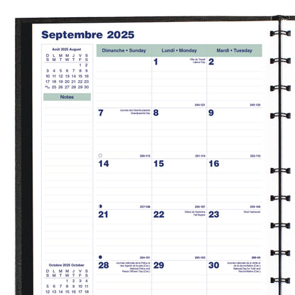 Blueline® 2026 MiracleBind™ CoilPro™ Monthly Planner, 16 Months, September 2025 to December 2026, Twin-Wire Binding, 11" x 9.0625", Black, Bilingual (CF1512C.81B-26)