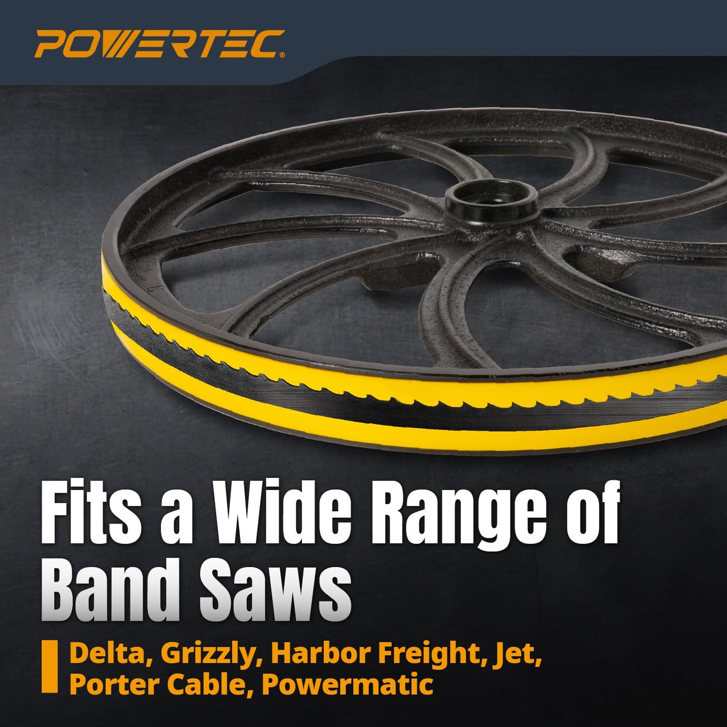 POWERTEC 71725 14" Band Saw Tires, 14 Inch x 1 Inch x .095 Inch, Urethane Bandsaw Tires for Grizzly, Jet, Powermatic 14 inch Bandsaws, 2 Pack (Color May Vary)