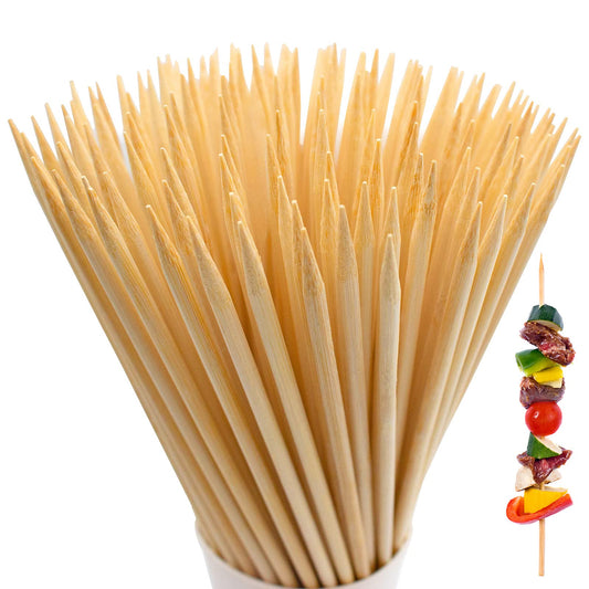 BLUE TOP Natural Bamboo Skewers 12inch Φ=4mm Pack 200;Bamboo Sticks for Grilling, BBQ, Kabob,; Candy Sticks for Fruits, Candies, Chocolate Fountain, Appetizer, Plant Sticks for flower tomato growth