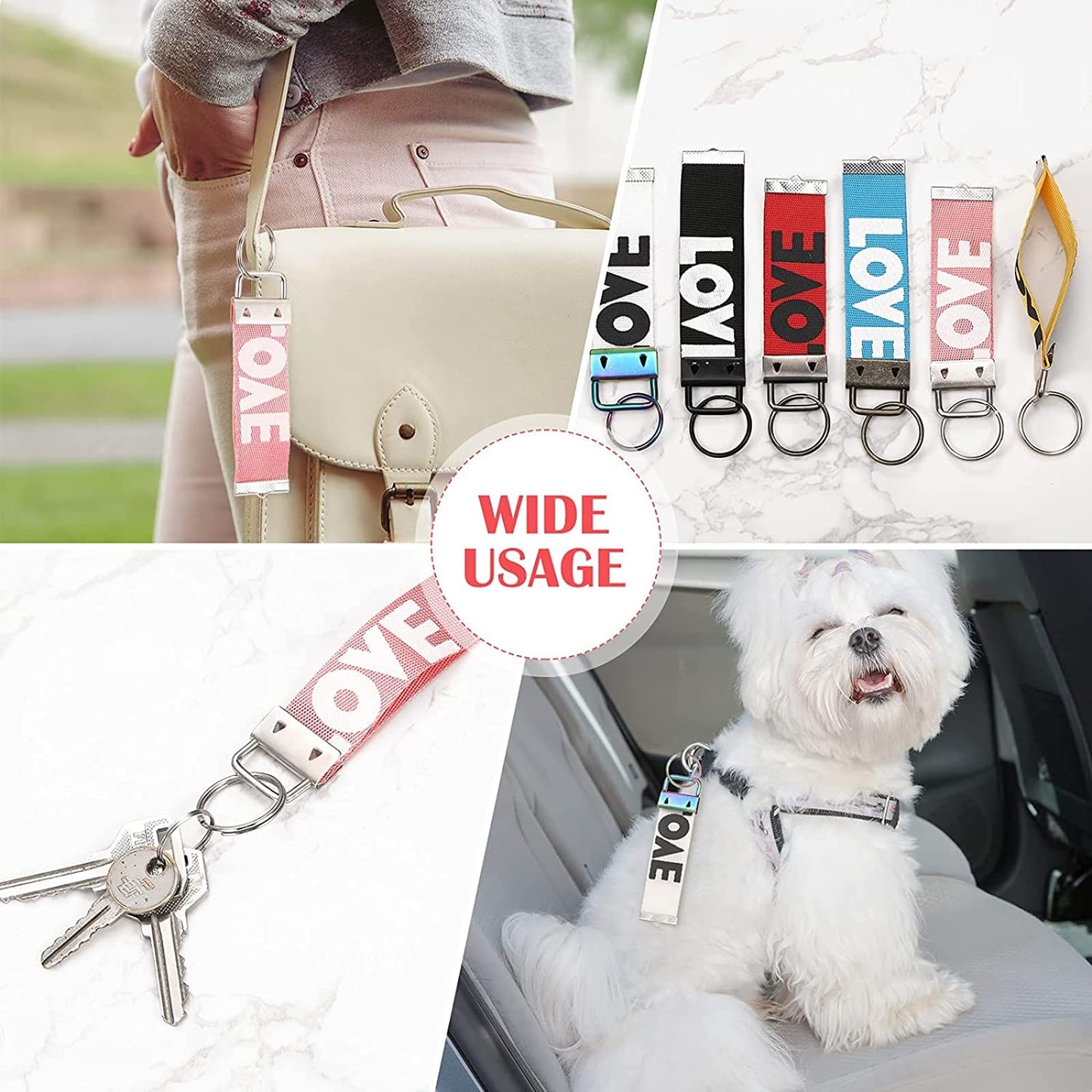 73 Sets 1" 25mm 6 Colors Keychain Fob Hardware and Pliers Tool Set, Lanyard Key Fob With Key Ring Wristlet Clamp Supplies