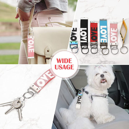 73 Sets 1" 25mm 6 Colors Keychain Fob Hardware and Pliers Tool Set, Lanyard Key Fob With Key Ring Wristlet Clamp Supplies