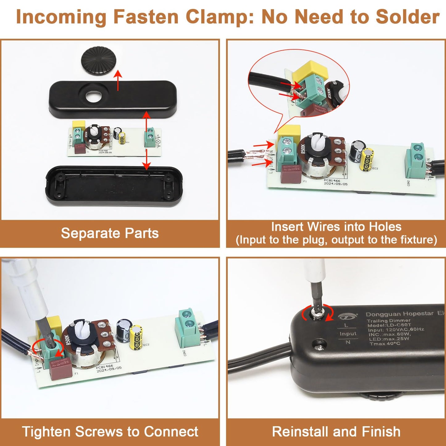 Inline Switch 2 Pack, Full Range Rotary Dimmer, Black Cord Switch Replacement for Table and Floor Lamps, Pendant Lights, Works With Dimmable LED, Incandescent, Halogen Bulbs