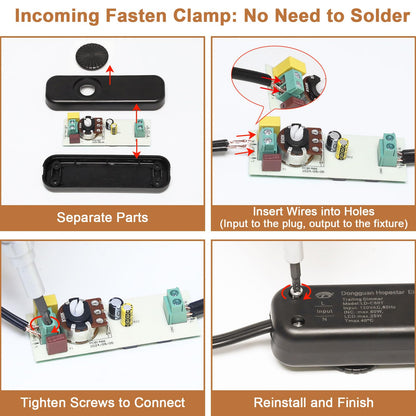 Inline Switch 2 Pack, Full Range Rotary Dimmer, Black Cord Switch Replacement for Table and Floor Lamps, Pendant Lights, Works With Dimmable LED, Incandescent, Halogen Bulbs