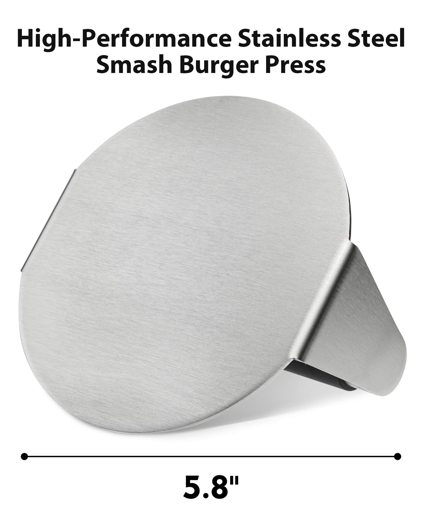 Burger Press with Anti-Scald Handle, 5.8 Inch Stainless Steel Burger Smasher, Round Non-Stick Hamburger Press for Griddle, Griddle Accessories Kit for Flat Grill Cooking, Gift Package