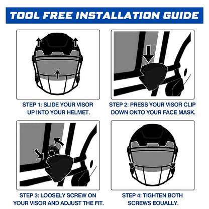 Automiim 2 Pcs Football Visor, Football Helmet Visor Fits Youth & Adult, Professional Football Visor Eye-Shield with High Clarity and Anti-Scratch Football Protective Gear, Black and Clear