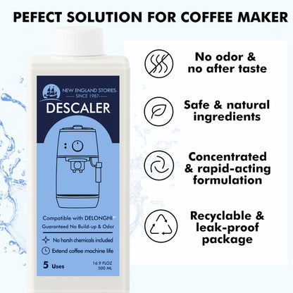 10 Uses Descaling Solution Compatible with DeLonghi, Specially Designed for Delonghi Coffee Machines and Maker - 33.8oz Espresso Coffee Maker Cleaner, Coffee Pot Cleaning Limescale Remover