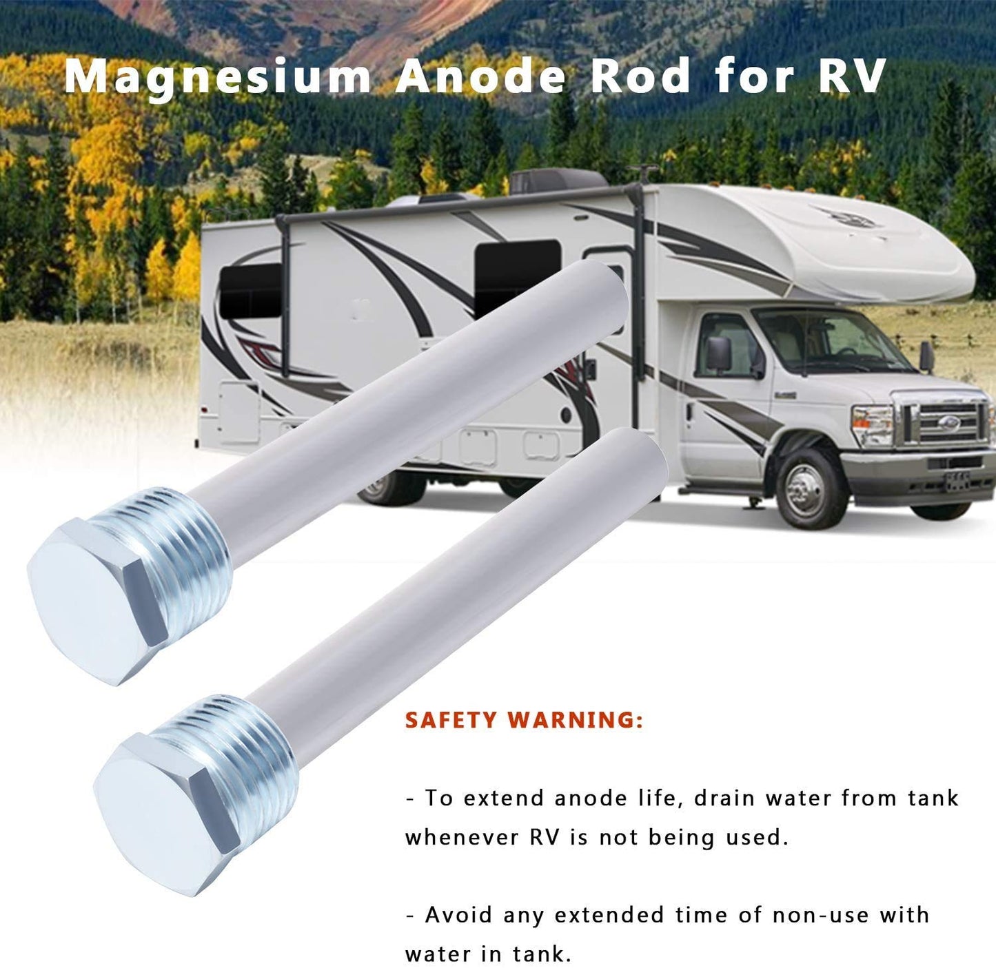 2 Pack RV Water Heater Magnesium Anode Rod -4.5" x 1/2" NPT,Replacement Parts for Atwood Heaters 11553,Accessories for RV, Camper and Trailer-Tank Corrosion Protection