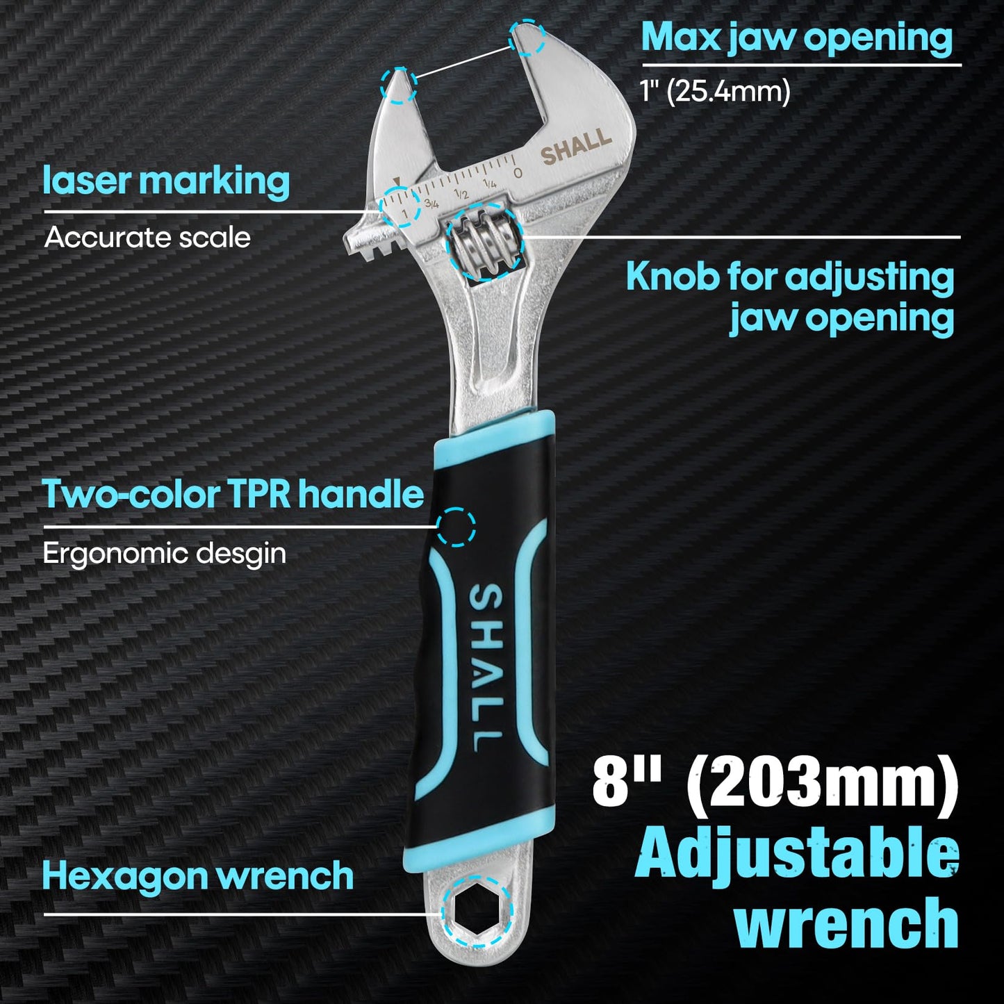 SHALL 6-Piece Pliers Set, Pliers Tool Set, 6" Diagonal Cutting, 8" Long Nose, 8" Linesman, 8" Slip-Joint & 10" Groove-Joint Pliers, 8" Adjustable Wrench, Two-Color TPR Handle, Gift Box Included