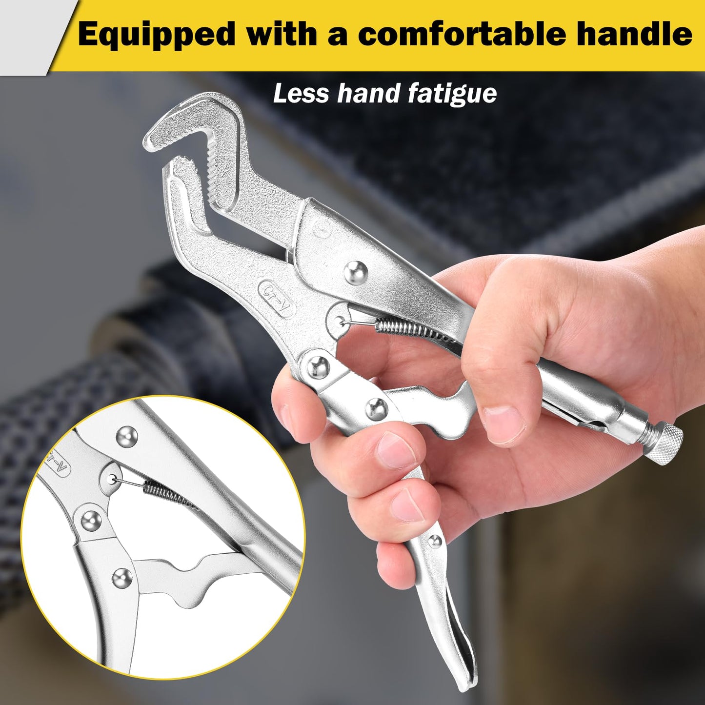 Vice Grip Pliers, Parrot Plier,8.26-inch Curved Jaw Locking Pliers with Wire Cutter,Stee Multi Functional Adjustable Vise for Welding,Automotive Tools Electrical Connector,Pipe Clip Repair Workshop