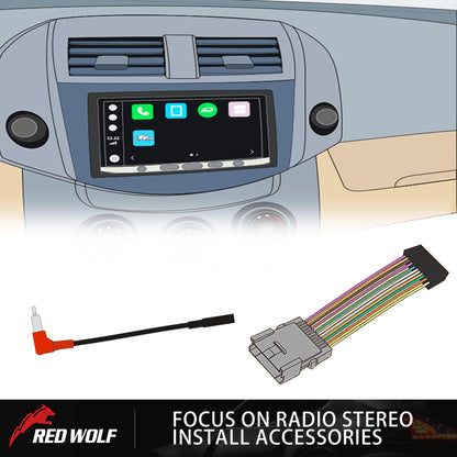 RED Wolf Radio Wiring w/Antenna Adapter RCA Input Replacement for Ford 2006-2012, Lincoln 2006-2010, Mercury 2006-2009 Aftermarket Stereo Install Wire Cable Harness with RCA Adapter Plug