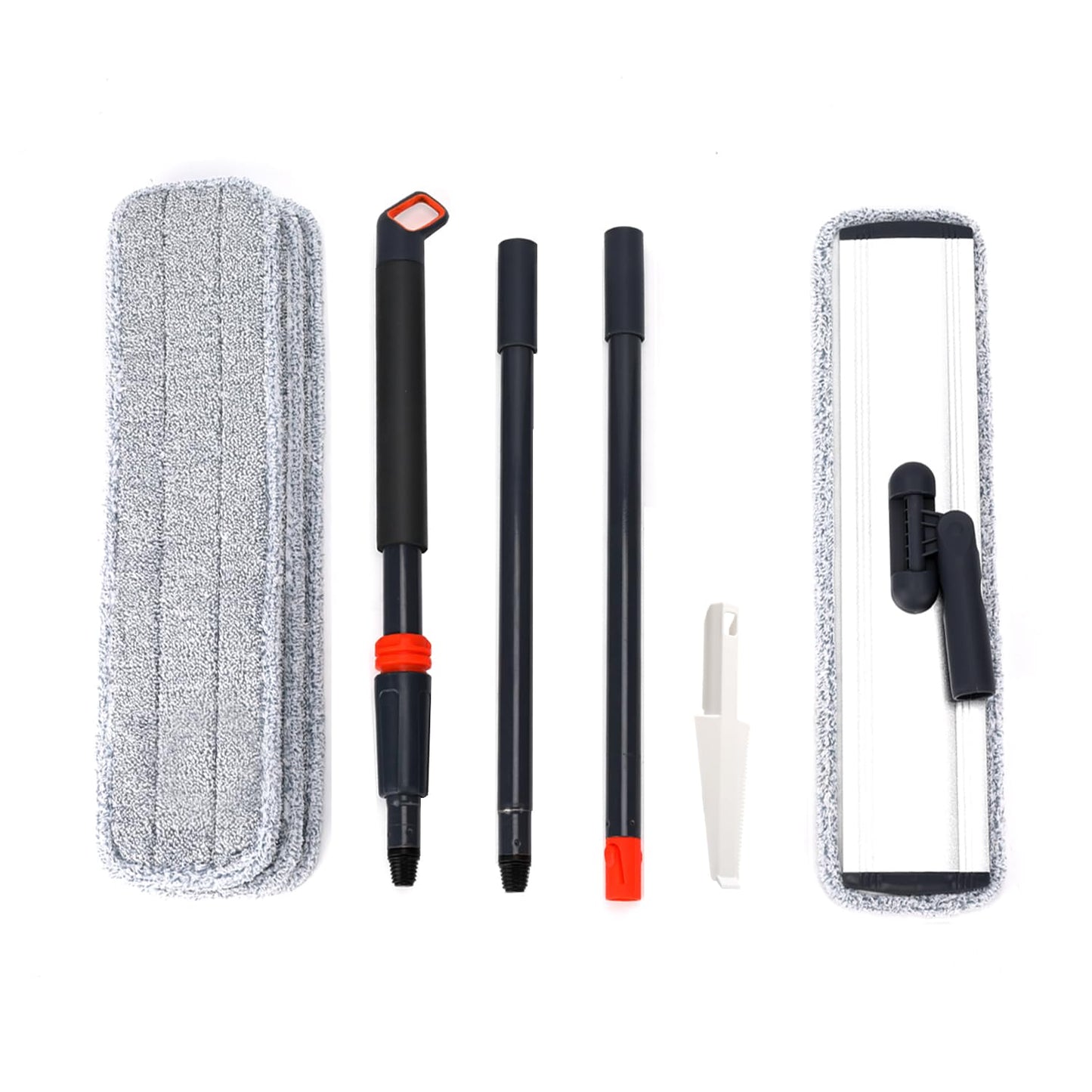 18" Microfiber Heavy Duty Floor Mop Adjustable Stainless Steel Handle with 4 Wet and Dry Mop Pads