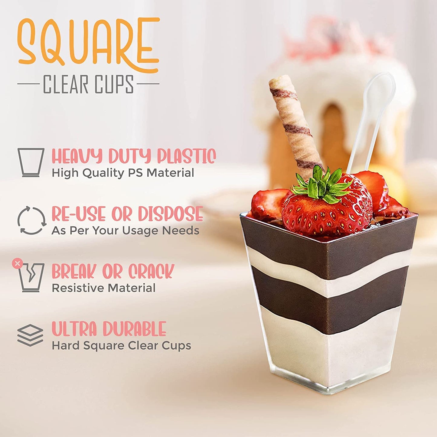 50pack 5.4oz Clear Plastic Dessert Cups with Lid and Spoons - Mini Parfait Cup with Lid - Appetizer Cup for Parties Small Dessert Cup with Spoons (50 Cups + 50 Lids + 50 Spoons)
