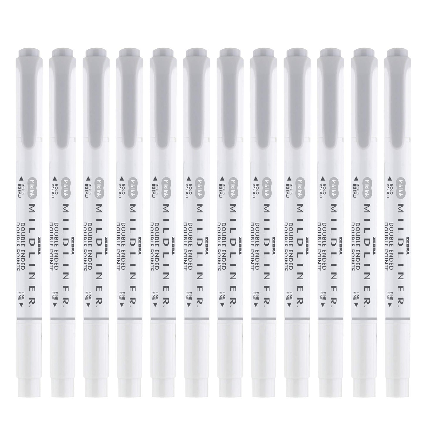 Zebra Pen MILDLINER Dual-Tip Highlighters, Broad and Fine Tips, Ideal for Bible Highlighting, No Bleed, School Supplies, Teacher Supplies, and Office Supplies, Mild Grey Ink, 12-Pack (78110upc)