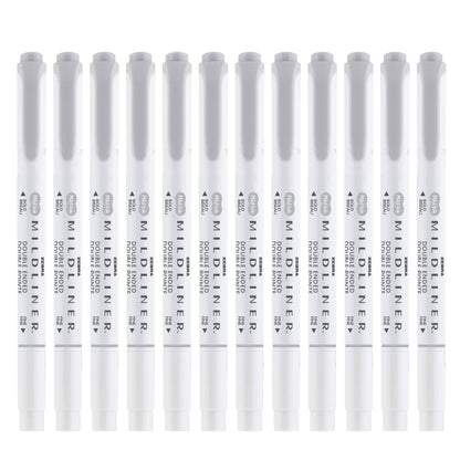 Zebra Pen MILDLINER Dual-Tip Highlighters, Broad and Fine Tips, Ideal for Bible Highlighting, No Bleed, School Supplies, Teacher Supplies, and Office Supplies, Mild Grey Ink, 12-Pack (78110upc)