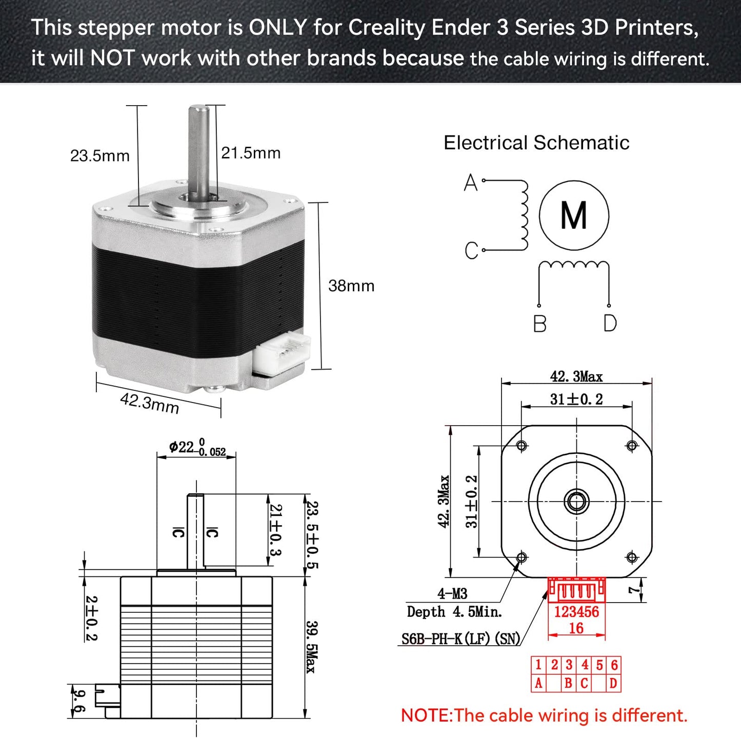 Redrex Dual Gear Ender 3 Extruder with Nema 17 Stepper Motor Compatible with Creality Ender 3 V2,Ender 3 Pro,Ender 3 Neo,Ender 3 V2 Neo,Ender 3 Max Neo,Ender 5,Ender 7,CR6 SE,CR10 3D Printers