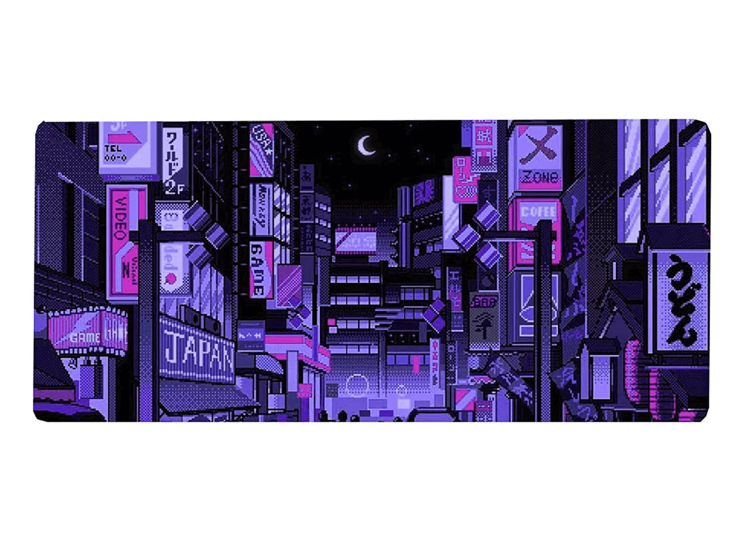 DESIGNFULLPRINT Dark Purple Japanese Anime Retro Vaporwave Mouse Mat Computer Pad for Lap Desk Mat Anime Mouse Pad Kawaii Large Gaming Pad for Mouse and Keyboard QDH